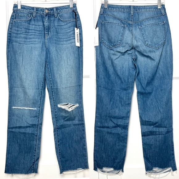 NWT L’AGENCE 90s High Rise Distressed‎ Denim Raw Hem Slouchy Stovepipe Jeans 25 - Picture 3 of 5